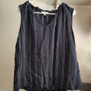 Navy Blue Striped Women's Top